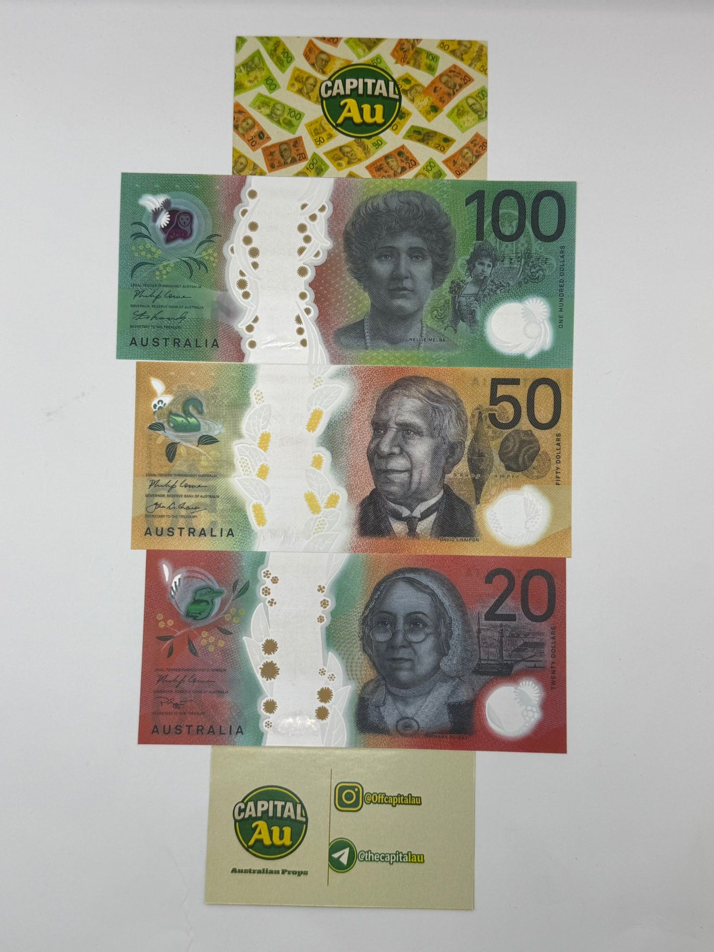 Australian Mix $20, $50 , $100 Style Prop Notes